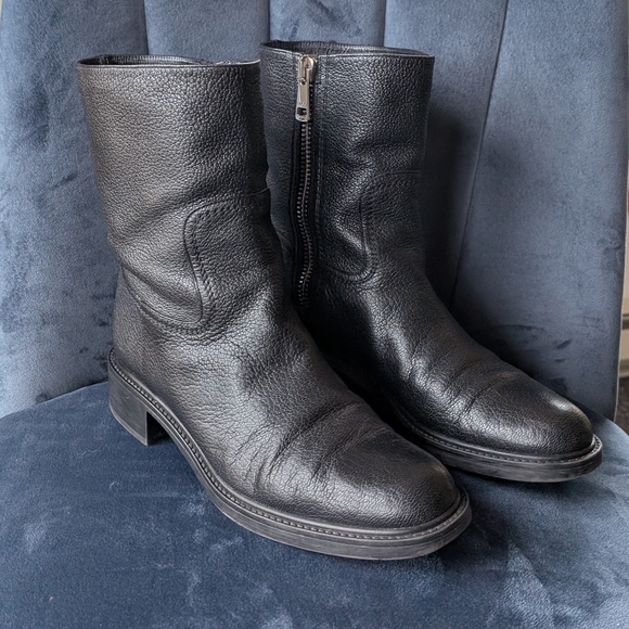 Gucci Maud Pebbled Leather Ankle Boots Booties - Picture 1 of 11